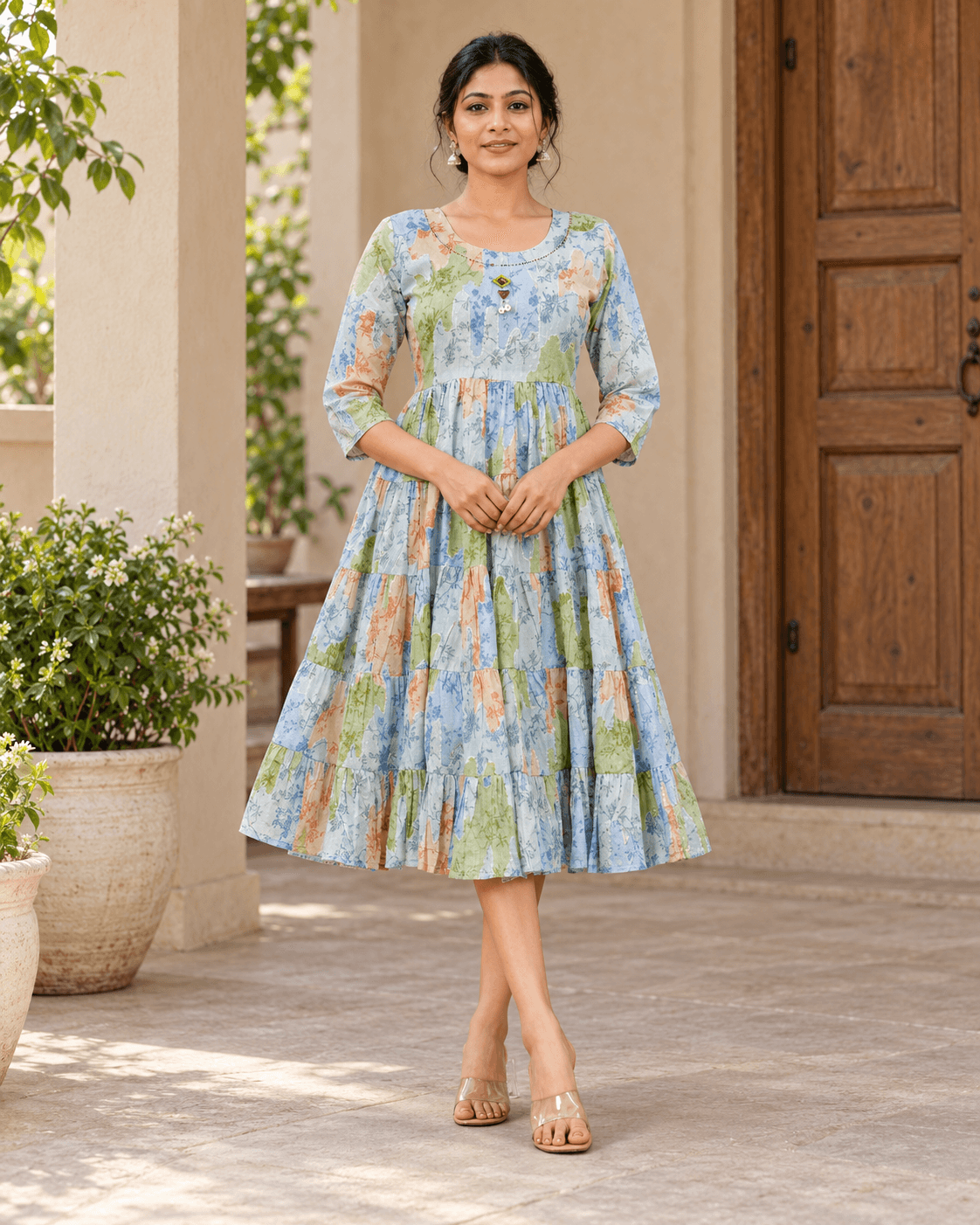 Pure Mul Cotton Pastel Floral Top
